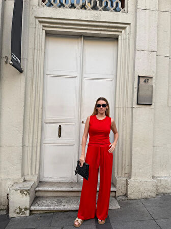 Kadın Viskon 3’lü Takım – Kimono + Beli Lastikli Salaş Pantolon + Sıfır Kol (Kolsuz) – 8 Renk