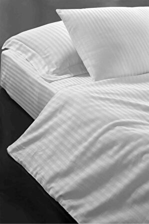 Çift Kişilik Otel Çarşafı 93 Tel Çizgili Battal Boy King Size 280x280