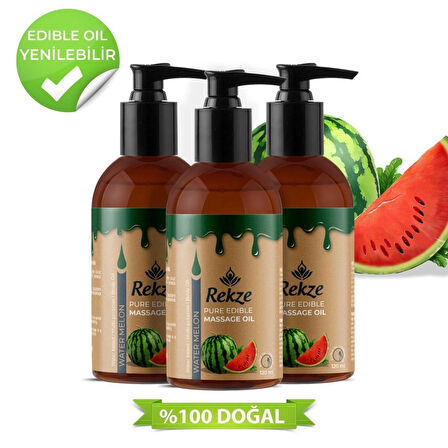 Rekze Doğal 3 Adet Karpuz Özlü Duyusal Ve Aromaterapi Yenilir Masaj Yağı 120 Ml