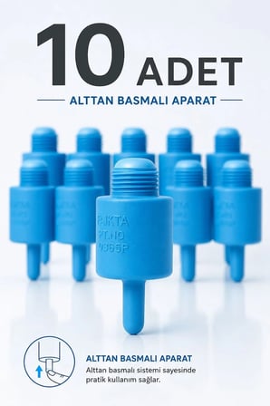 Depolu Sıvı Sabunluk Sistemi Musluğu 10 Lu Paket - Alttan Basmalı Musluk - Mavi