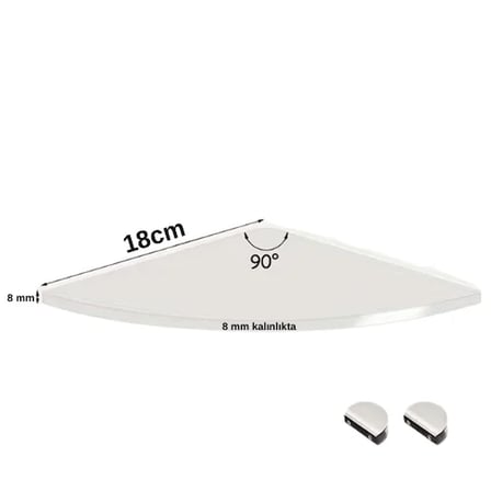 2 Adet 8mm Pleksi Hayalet v Raf | Banyo Mutfak Organizer Düzenleyici Metal Ayak Bağlantlı 18cm