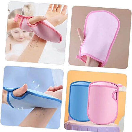 Ele Geçmeli Ölü Deri Sökücü Kese Yumuşak Kir Sökücü Lif Banyo Kesesi Banyo Eldiveni Mavi Renk
