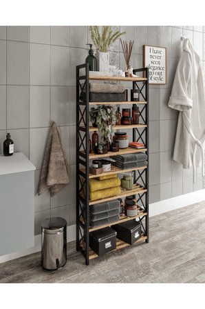 Dekoratif Banyo Düzenleyici Organiser Havluluk Peçetelik Çok Amaçlı Raf 8 KATLI
