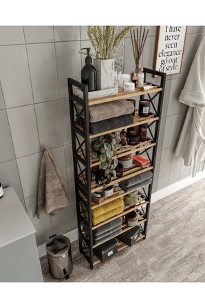Dekoratif Banyo Düzenleyici Organiser Havluluk Peçetelik Çok Amaçlı Raf 8 KATLI