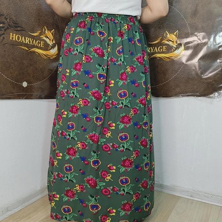 Beli Lastikli Etnik Bohem Çiçek Desenli Viskon Maxi Boy Etek,Namaz Eteği  38 BEDEN 100 KG, %100 Pamuk