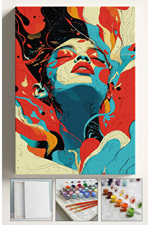 Sayılarla Boyama Seti Numaralı Tuval Fırça Boya Dahil Kasnaklı Set 40x50 Cm - BOHEM KADIN