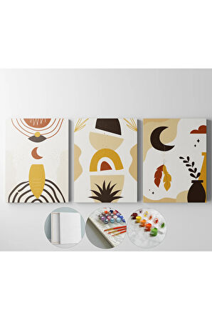 Sayılarla Boyama Seti Numaralı Tuval Fırça Boya 3'lü set 30x40 Cm - BOHEM ROKET