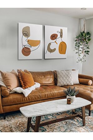 2li Set Boho Bohem Bohe Retro Art Soyut Tablo Dekoratif Kanvas Tablo Canvas Tablolar Soyut Tablolar