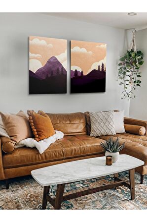 2li Set Boho Bohem Bohe Retro Art Soyut Tablo Dekoratif Kanvas Tablo Canvas Tablolar Soyut Tablolar