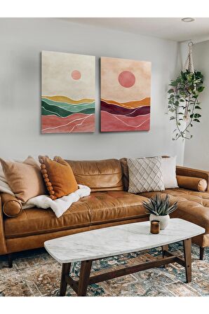 2li Set Boho Bohem Bohe Retro Art Soyut Tablo Dekoratif Kanvas Tablo Canvas Tablolar Soyut Tablolar