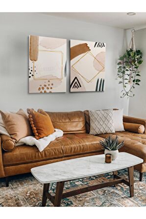 2li Set Boho Bohem Bohe Retro Art Soyut Tablo Dekoratif Kanvas Tablo Canvas Tablolar Soyut Tablolar
