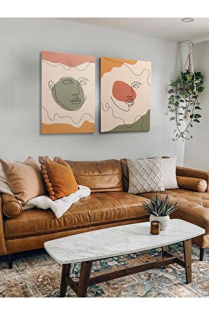 2li Set Boho Bohem Bohe Retro Art Soyut Tablo Dekoratif Kanvas Tablo Canvas Tablolar Soyut Tablolar
