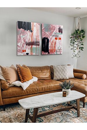2li Set Boho Bohem Bohe Retro Art Soyut Tablo Dekoratif Kanvas Tablo Canvas Tablolar Soyut Tablolar