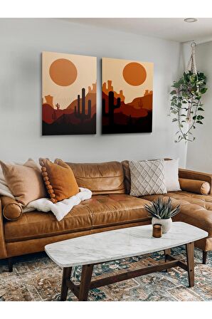2li Set Boho Bohem Bohe Retro Art Soyut Tablo Dekoratif Kanvas Tablo Canvas Tablolar Soyut Tablolar