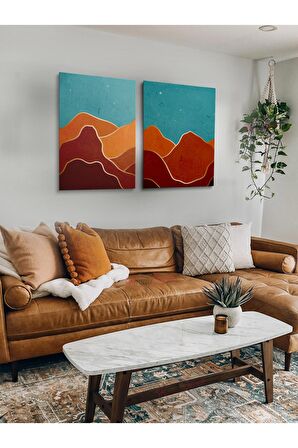 2li Set Boho Bohem Bohe Retro Art Soyut Tablo Dekoratif Kanvas Tablo Canvas Tablolar Soyut Tablolar