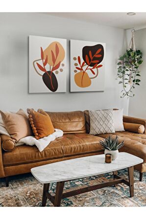 2li Set Boho Bohem Bohe Retro Art Soyut Tablo Dekoratif Kanvas Tablo Canvas Tablolar Soyut Tablolar