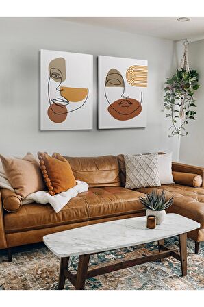 2li Set Boho Bohem Bohe Retro Art Soyut Tablo Dekoratif Kanvas Tablo Canvas Tablolar Soyut Tablolar