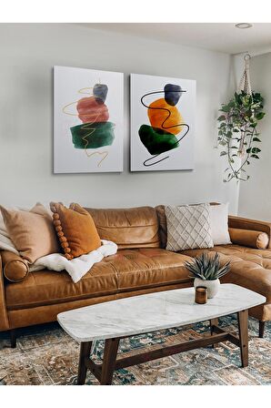 2li Set Boho Bohem Bohe Retro Art Soyut Tablo Dekoratif Kanvas Tablo Canvas Tablolar Soyut Tablolar