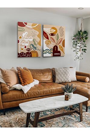 2li Set Boho Bohem Bohe Retro Art Soyut Tablo Dekoratif Kanvas Tablo Canvas Tablolar Soyut Tablolar