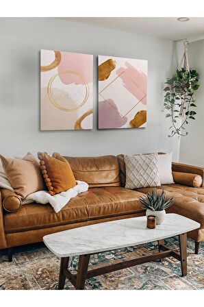 2li Set Boho Bohem Bohe Retro Art Soyut Tablo Dekoratif Kanvas Tablo Canvas Tablolar Soyut Tablolar