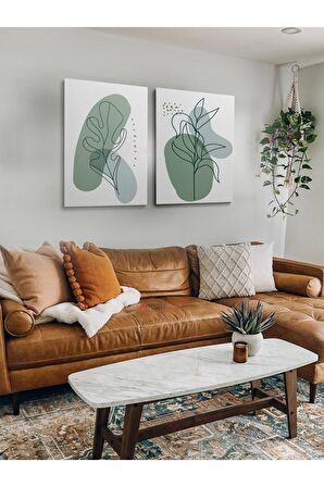 2li Set Bohem Bohom Bohe Boho Art Soyut Abstract Pastel Trend Dekoratif Kanvas Canvas Tablo Tablolar