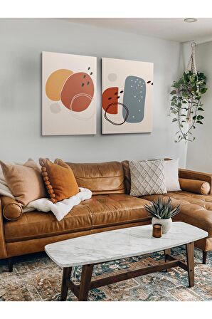 2li Set Bohem Bohom Bohe Boho Art Soyut Abstract Pastel Trend Dekoratif Kanvas Canvas Tablo Tablolar