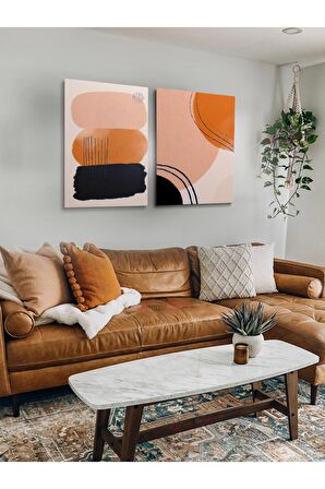 2li Set Bohem Bohom Bohe Boho Art Soyut Abstract Pastel Trend Dekoratif Kanvas Canvas Tablo Tablolar