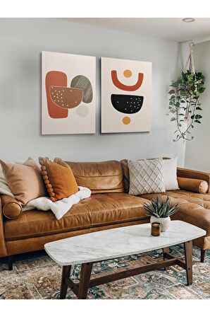 2li Set Bohem Bohom Bohe Boho Art Soyut Abstract Pastel Trend Dekoratif Kanvas Canvas Tablo Tablolar