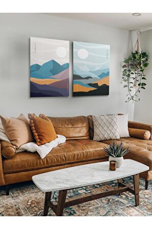 2li Set Bohem Bohom Bohe Boho Art Soyut Abstract Pastel Trend Dekoratif Kanvas Canvas Tablo Tablolar