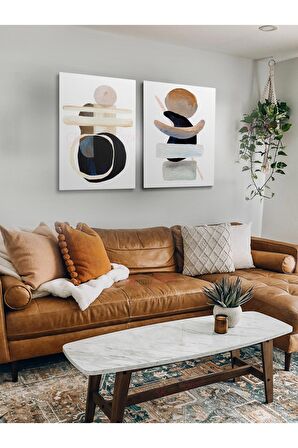 2li Set Bohem Bohom Bohe Boho Art Soyut Abstract Pastel Trend Dekoratif Kanvas Canvas Tablo Tablolar