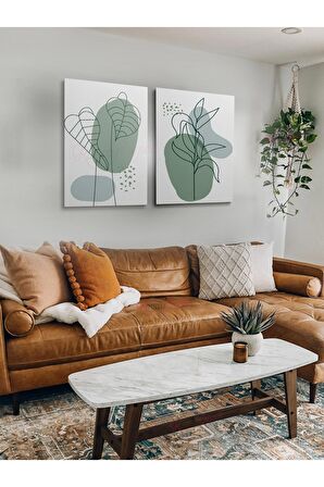 2li Set Bohem Bohom Bohe Boho Art Soyut Abstract Pastel Trend Dekoratif Kanvas Canvas Tablo Tablolar