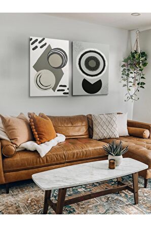 2li Set Bohem Bohom Bohe Boho Art Soyut Abstract Pastel Trend Dekoratif Kanvas Canvas Tablo Tablolar