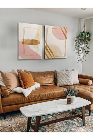 2li Set Bohem Bohom Bohe Boho Art Soyut Abstract Pastel Trend Dekoratif Kanvas Canvas Tablo Tablolar