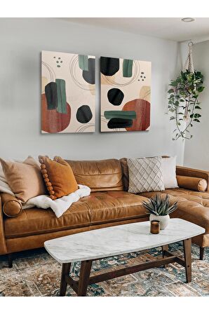 2li Set Bohem Bohom Bohe Boho Art Soyut Abstract Pastel Trend Dekoratif Kanvas Canvas Tablo Tablolar