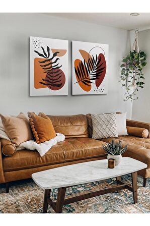 2li Set Bohem Bohom Bohe Boho Art Soyut Abstract Pastel Trend Dekoratif Kanvas Canvas Tablo Tablolar