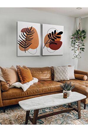 2li Set Bohem Bohom Bohe Boho Art Soyut Abstract Pastel Trend Dekoratif Kanvas Canvas Tablo Tablolar