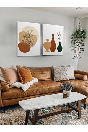 2li Set Bohem Bohom Bohe Boho Art Soyut Abstract Pastel Trend Dekoratif Kanvas Canvas Tablo Tablolar