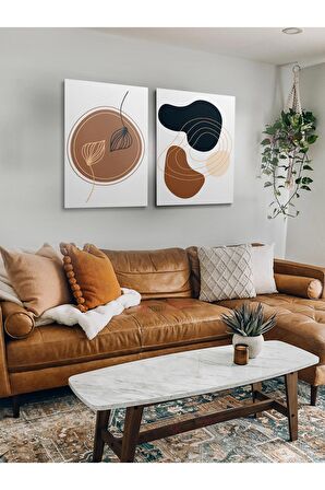 2li Set Bohem Bohom Bohe Boho Art Soyut Abstract Pastel Trend Dekoratif Kanvas Canvas Tablo Tablolar