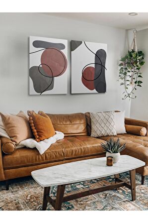 2li Set Bohem Bohom Bohe Boho Art Soyut Abstract Pastel Trend Dekoratif Kanvas Canvas Tablo Tablolar
