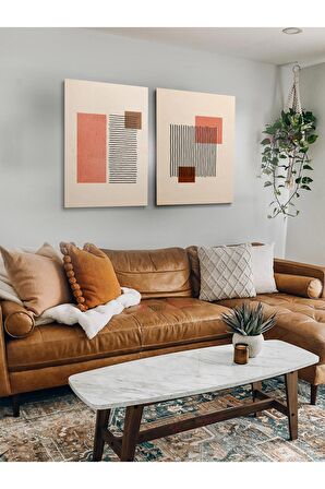 2li Set Bohem Bohom Bohe Boho Art Soyut Abstract Pastel Trend Dekoratif Kanvas Canvas Tablo Tablolar