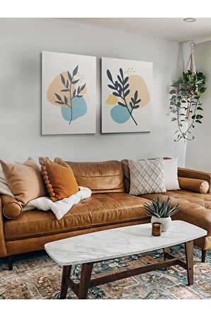 2li Set Bohem Bohom Bohe Boho Art Soyut Abstract Pastel Trend Dekoratif Kanvas Canvas Tablo Tablolar