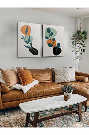 2li Set Bohem Bohom Bohe Boho Art Soyut Abstract Pastel Trend Dekoratif Kanvas Canvas Tablo Tablolar