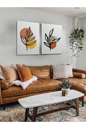 2li Set Bohem Bohom Bohe Boho Art Soyut Abstract Pastel Trend Dekoratif Kanvas Canvas Tablo Tablolar