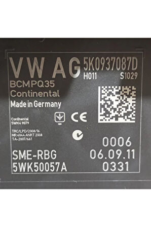 5K0937087D Z5U 06-11 Volkswagen Jetta BCM beyni AtiParts