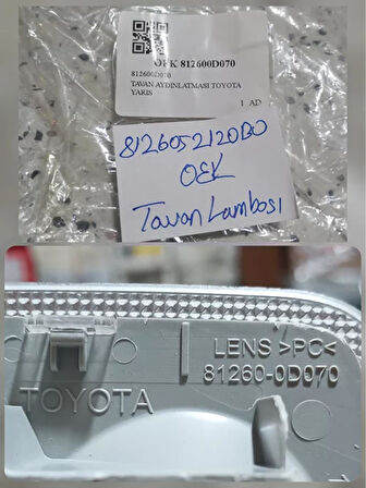 8126052120B0 2011-2014 Toyota Yaris Tavan Lambası AtiParts