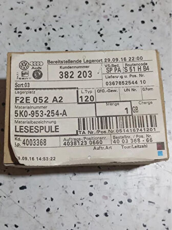 5K0953254A 2013-2016 Audi A3 Keyless Okuyucu Bobini AtiParts