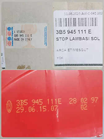 3B5945111E 1997-2000 VW Passat Sol Stop Lambası AtiParts