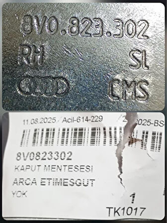 8V0823302 2013-2016 Audi A3 Sağ Kaput Menteşesi AtiParts