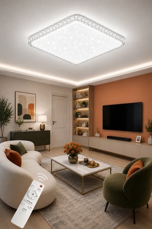 Mirage Özel Tasarım Plastik Kasa Uzaktan Kumandalı Dimmerli 3 Renk Işıklı Led Avize Çap- 50 cm