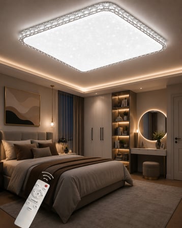Mirage Özel Tasarım Plastik Kasa Uzaktan Kumandalı Dimmerli 3 Renk Işıklı Led Avize Çap- 60 cm